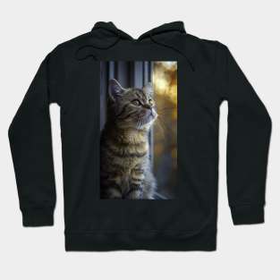 the cat is looking out the window Hoodie